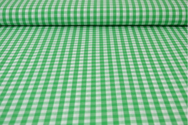 LJUSGRÖN GINGHAM RUTIGT BOMULLSTYG 6,5 MM GINGHAM RUTOR – OEKO-TEX BOMULL, LÄTT & ANDNINGSBART