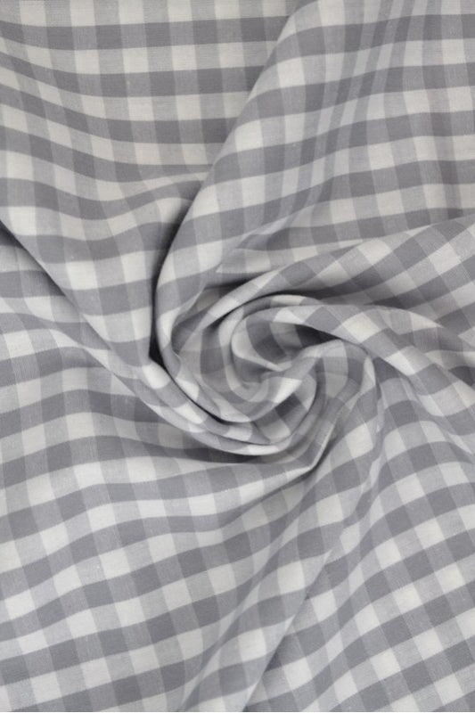 GRÅ GINGHAM RUTIGT BOMULLSTYG 6,5 MM GINGHAM RUTOR – OEKO-TEX BOMULL, LÄTT & ANDNINGSBART