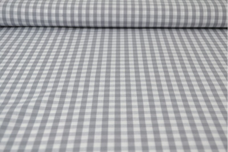 GRÅ GINGHAM RUTIGT BOMULLSTYG 6,5 MM GINGHAM RUTOR – OEKO-TEX BOMULL, LÄTT & ANDNINGSBART