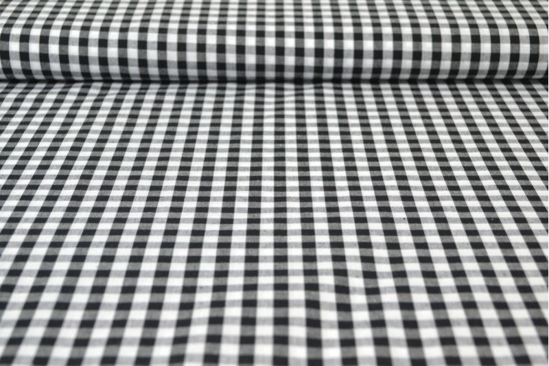 SVART GINGHAM RUTIGT BOMULLSTYG 6,5 MM GINGHAM RUTOR – OEKO-TEX BOMULL, LÄTT & ANDNINGSBART