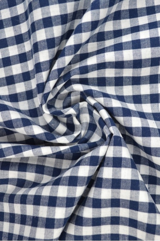 NAVY GINGHAM RUTIGT BOMULLSTYG 6,5 MM GINGHAM RUTOR – OEKO-TEX BOMULL, LÄTT & ANDNINGSBART