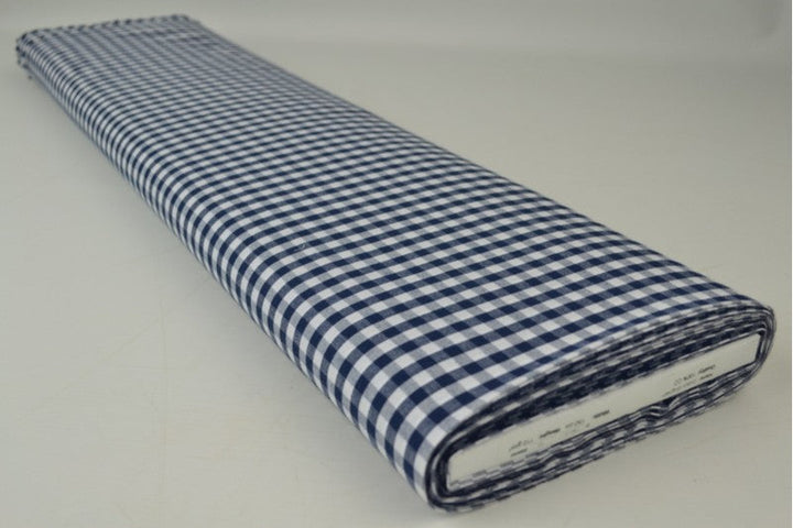 NAVY GINGHAM RUTIGT BOMULLSTYG 6,5 MM GINGHAM RUTOR – OEKO-TEX BOMULL, LÄTT & ANDNINGSBART
