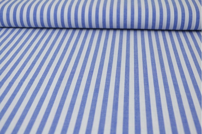 BLÅ GINGHAM RANDIGT BOMULLSTYG 6,5 MM – OEKO-TEX BOMULL, LÄTT & ANDNINGSBART