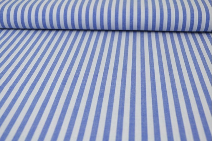 BLÅ GINGHAM RANDIGT BOMULLSTYG 6,5 MM – OEKO-TEX BOMULL, LÄTT & ANDNINGSBART
