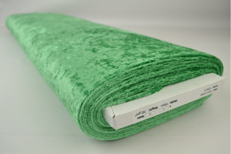 Grön krossad velour – stickad, stretchig & glansfullt fall (bild 2 av 7)