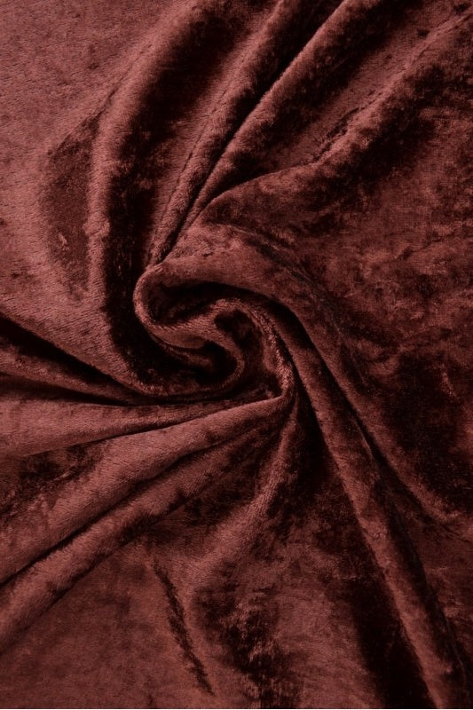 Rödbrun krossad velour – stickad, stretchig & glansfullt fall (bild 1 av 7)