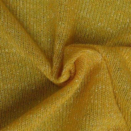 Gul jersey med lurex – elastiskt glittertyg (bild 1 av 2)