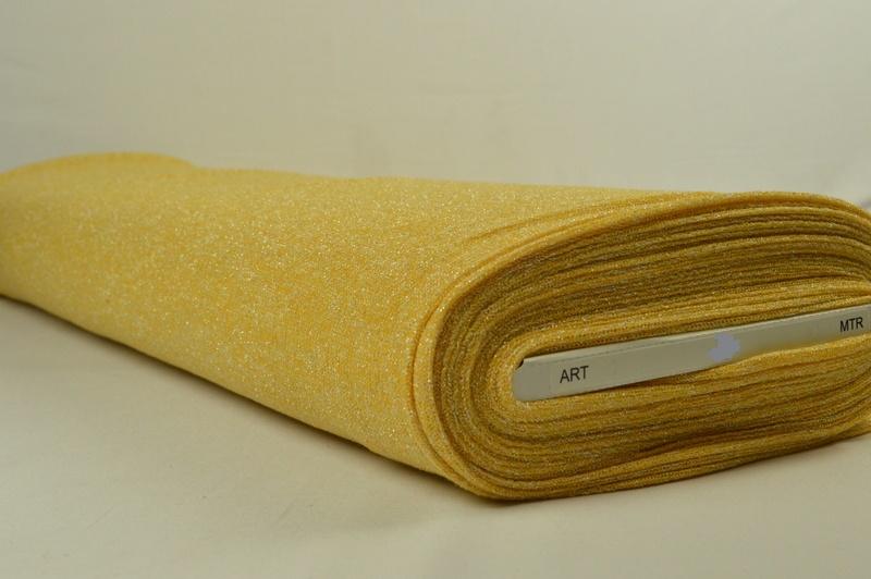 Gul jersey med lurex – elastiskt glittertyg (bild 2 av 2)