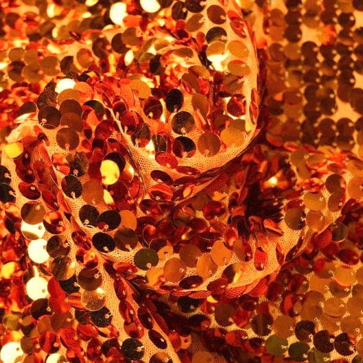 Orange paljettyg – stora 8 mm paljetter & envägsstretch (bild 1 av 6)