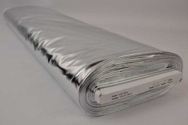 Silverfärgat lamétyg med stretch – metallic glittertyg (bild 2 av 2)