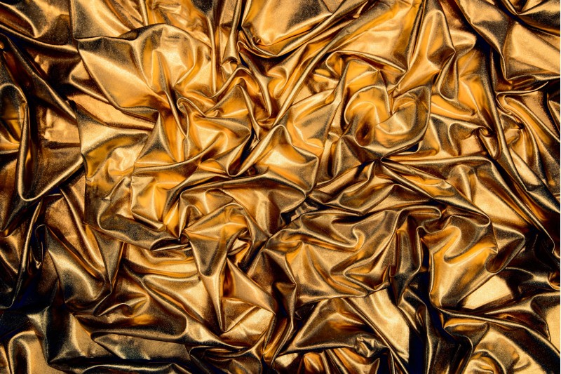 Guldfärgat lamétyg med stretch – metallic glittertyg (bild 3 av 3)