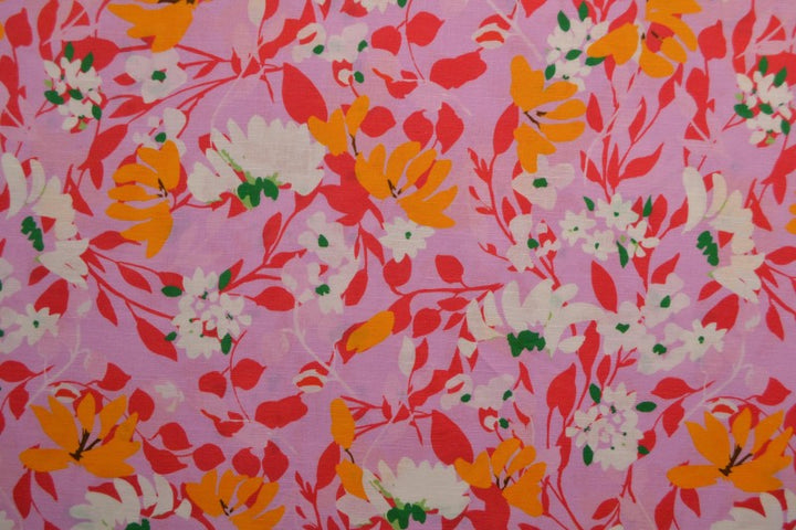 Rosa linne med blomtryck – orange, röd & vit (bild 3 av 9)