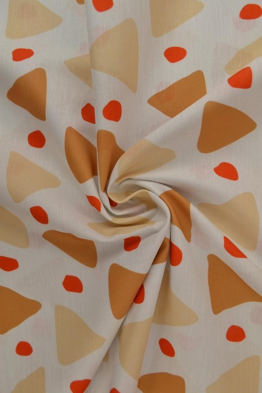 Beige linne med grafiskt mönster – brun & orange (bild 1 av 9)