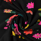 SVART LYCRA TYG FÖR BADKLÄDER OCH SPORTKLÄDER MED AKVARELL BLOMMÖNSTER