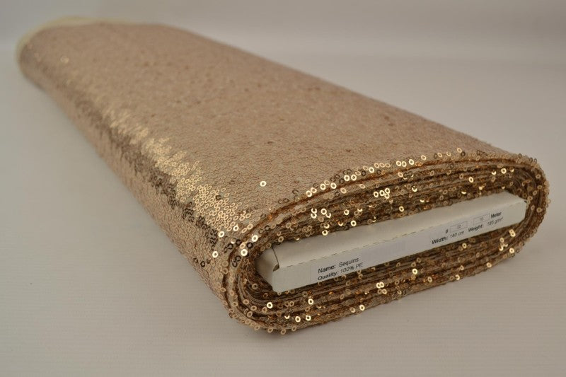 Champagne paljettyg – små 3–4 mm paljetter & envägsstretch (bild 2 av 5)