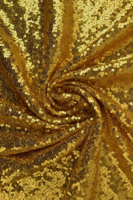 Guld paljettyg – små 3–4 mm paljetter & envägsstretch (bild 1 av 5)