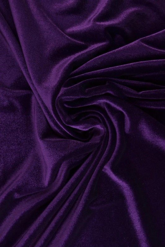 Mörk lila velour med stretch – mjuk stickad kvalitet (bild 1 av 6)