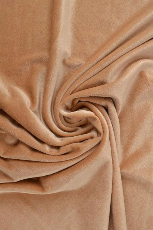 Beige velour med stretch – mjuk stickad kvalitet (bild 1 av 6)