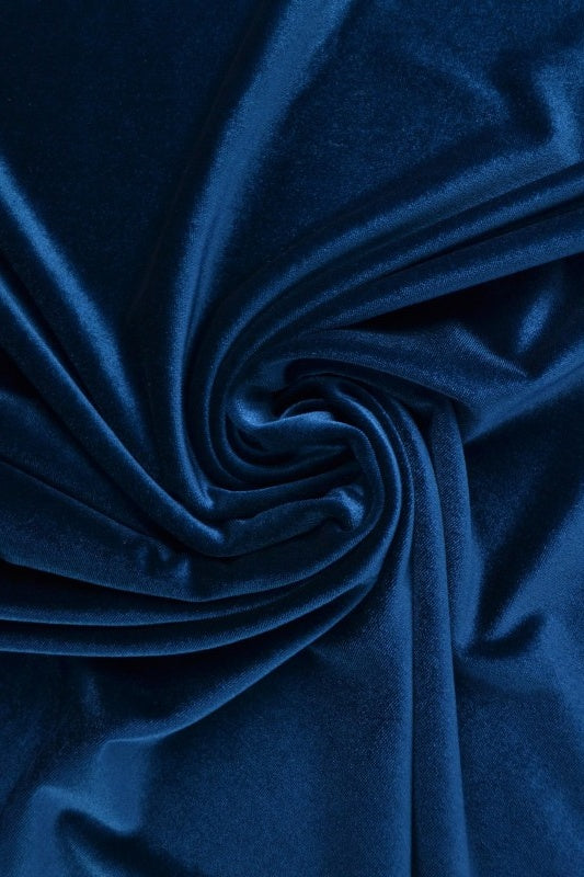 Mörk petroleumsblå velour med stretch – mjuk stickad kvalitet (bild 1 av 6)