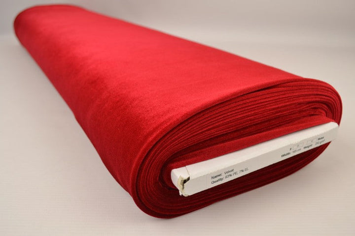 Röd velour med stretch – mjuk stickad kvalitet (bild 2 av 6)