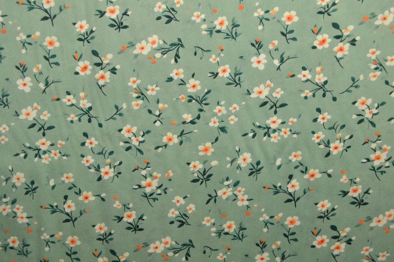 Svart & flerfärgat viscosetyg med smått blommtryck (bild 3 av 9)