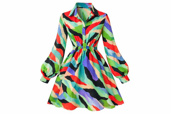 Rött, rosa & blått viscosetyg med akvarell blommtryck (bild 9 av 9)