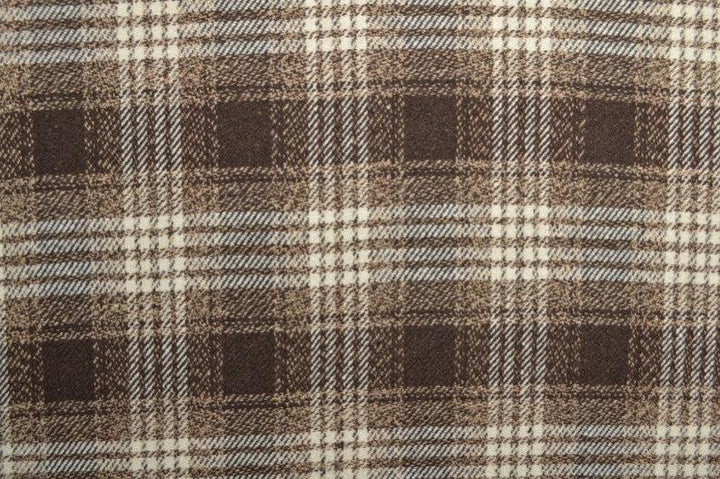 Brun ull/polyester tyg med rutor och tweedstruktur (bild 3 av 3)
